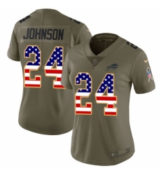 Women's Nike Buffalo Bills #24 Taron Johnson Limited Olive/USA Flag 2017 Salute to Service NFL Jersey