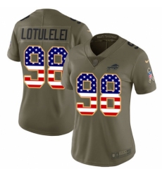 Women's Nike Buffalo Bills #98 Star Lotulelei Limited Olive/USA Flag 2017 Salute to Service NFL Jersey