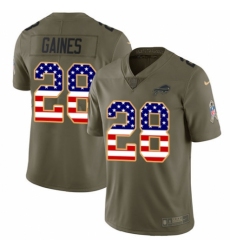 Youth Nike Buffalo Bills #28 Phillip Gaines Limited Olive/USA Flag 2017 Salute to Service NFL Jersey