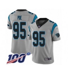 Men's Carolina Panthers #95 Dontari Poe Silver Inverted Legend Limited 100th Season Football Jersey