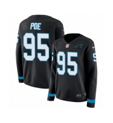 Women's Nike Carolina Panthers #95 Dontari Poe Limited Black Therma Long Sleeve NFL Jersey