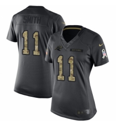 Women's Nike Carolina Panthers #11 Torrey Smith Limited Black 2016 Salute to Service NFL Jersey