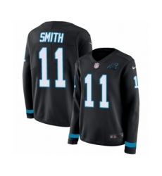 Women's Nike Carolina Panthers #11 Torrey Smith Limited Black Therma Long Sleeve NFL Jersey