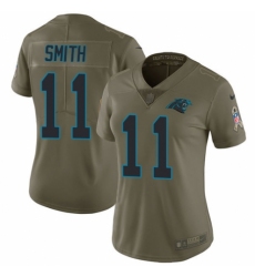 Women's Nike Carolina Panthers #11 Torrey Smith Limited Olive 2017 Salute to Service NFL Jersey