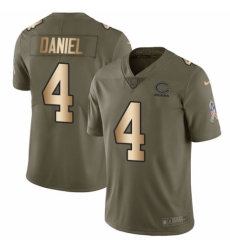 Men's Nike Chicago Bears #4 Chase Daniel Limited Olive/Gold 2017 Salute to Service NFL Jersey