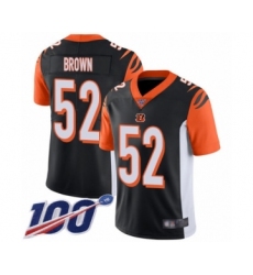 Men's Cincinnati Bengals #52 Preston Brown Black Team Color Vapor Untouchable Limited Player 100th Season Football Jersey