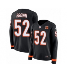Women's Nike Cincinnati Bengals #52 Preston Brown Limited Black Therma Long Sleeve NFL Jersey