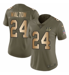Women's Nike Cincinnati Bengals #24 Mark Walton Limited Olive/Gold 2017 Salute to Service NFL Jersey
