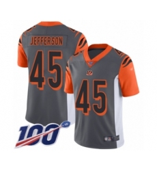 Men's Cincinnati Bengals #45 Malik Jefferson Limited Silver Inverted Legend 100th Season Football Jersey