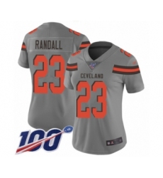 Women's Cleveland Browns #23 Damarious Randall Limited Gray Inverted Legend 100th Season Football Jersey
