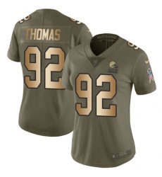 Women's Nike Cleveland Browns #92 Chad Thomas Limited Olive Gold 2017 Salute to Service NFL Jersey