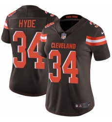 Women's Nike Cleveland Browns #34 Carlos Hyde Brown Team Color Vapor Untouchable Limited Player NFL Jersey