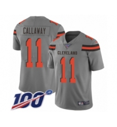 Men's Cleveland Browns #11 Antonio Callaway Limited Gray Inverted Legend 100th Season Football Jersey