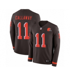 Youth Nike Cleveland Browns #11 Antonio Callaway Limited Brown Therma Long Sleeve NFL Jersey