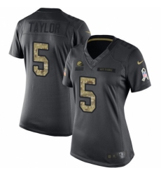 Women's Nike Cleveland Browns #5 Tyrod Taylor Limited Black 2016 Salute to Service NFL Jersey
