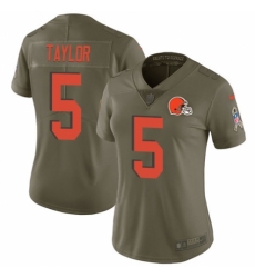 Women's Nike Cleveland Browns #5 Tyrod Taylor Limited Olive 2017 Salute to Service NFL Jersey