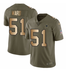 Men's Nike Dallas Cowboys #51 Jihad Ward Limited Olive/Gold 2017 Salute to Service NFL Jersey
