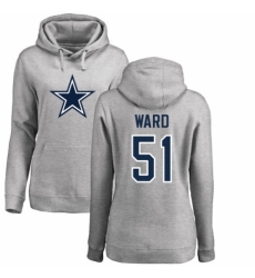 NFL Women's Nike Dallas Cowboys #51 Jihad Ward Ash Name & Number Logo Pullover Hoodie
