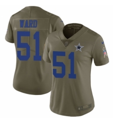 Women's Nike Dallas Cowboys #51 Jihad Ward Limited Olive 2017 Salute to Service NFL Jersey