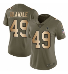 Women's Nike Dallas Cowboys #49 Jamize Olawale Limited Olive/Gold 2017 Salute to Service NFL Jersey
