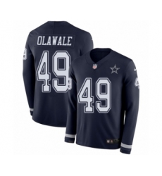 Youth Nike Dallas Cowboys #49 Jamize Olawale Limited Navy Blue Therma Long Sleeve NFL Jersey
