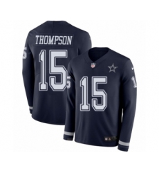 Men's Nike Dallas Cowboys #15 Deonte Thompson Limited Navy Blue Therma Long Sleeve NFL Jersey