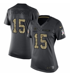 Women's Nike Dallas Cowboys #15 Deonte Thompson Limited Black 2016 Salute to Service NFL Jersey