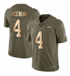 Men's Nike Denver Broncos #4 Case Keenum Limited Olive/Gold 2017 Salute to Service NFL Jersey
