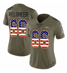Women's Nike Denver Broncos #66 Jared Veldheer Limited Olive/USA Flag 2017 Salute to Service NFL Jersey