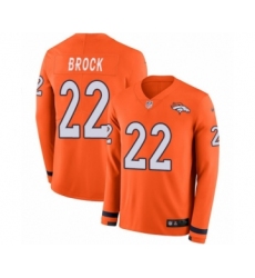Men's Nike Denver Broncos #22 Tramaine Brock Limited Orange Therma Long Sleeve NFL Jersey