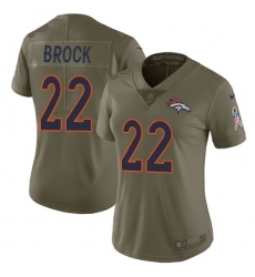 Women Nike Denver Broncos #22 Tramaine Brock Limited Olive 2017 Salute to Service NFL Jersey