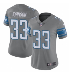 Women's Nike Detroit Lions #33 Kerryon Johnson Limited Steel Rush Vapor Untouchable NFL Jersey