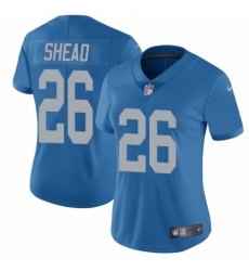 Women's Nike Detroit Lions #26 DeShawn Shead Blue Alternate Vapor Untouchable Limited Player NFL Jersey