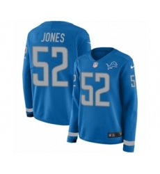 Women's Nike Detroit Lions #52 Christian Jones Limited Blue Therma Long Sleeve NFL Jersey