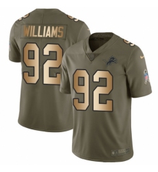 Youth Nike Detroit Lions #92 Sylvester Williams Limited Olive/Gold Salute to Service NFL Jersey