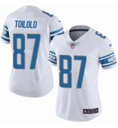 Women's Nike Detroit Lions #87 Levine Toilolo White Vapor Untouchable Limited Player NFL Jersey