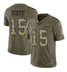 Men's Nike Green Bay Packers #15 JK Scott Limited Olive Camo 2017 Salute to Service NFL Jersey