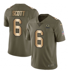 Men's Nike Green Bay Packers #6 JK Scott Limited Olive Gold 2017 Salute to Service NFL Jersey