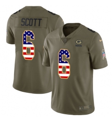 Men's Nike Green Bay Packers #6 JK Scott Limited Olive USA Flag 2017 Salute to Service NFL Jersey