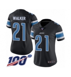 Women's Detroit Lions #21 Tracy Walker Limited Black Rush Vapor Untouchable 100th Season Football Jersey