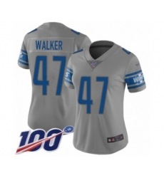 Women's Detroit Lions #47 Tracy Walker Limited Gray Inverted Legend 100th Season Football Jersey
