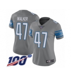 Women's Detroit Lions #47 Tracy Walker Limited Steel Rush Vapor Untouchable 100th Season Football Jersey