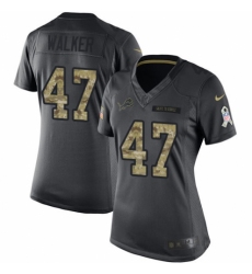 Women's Nike Detroit Lions #47 Tracy Walker Limited Black 2016 Salute to Service NFL Jersey
