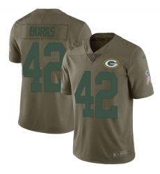 Youth Nike Green Bay Packers #42 Oren Burks Limited Olive 2017 Salute to Service NFL Jersey