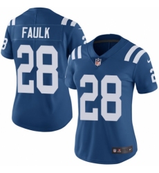 Women's Nike Indianapolis Colts #28 Marshall Faulk Royal Blue Team Color Vapor Untouchable Limited Player NFL Jersey