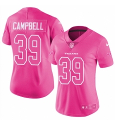Women's Nike Houston Texans #39 Ibraheim Campbell Limited Pink Rush Fashion NFL Jersey