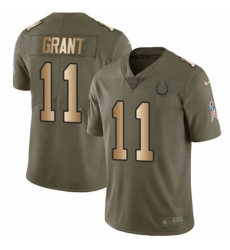 Youth Nike Indianapolis Colts #11 Ryan Grant Limited Olive/Gold 2017 Salute to Service NFL Jersey