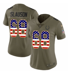Women's Nike Indianapolis Colts #68 Matt Slauson Limited Olive/USA Flag 2017 Salute to Service NFL Jersey