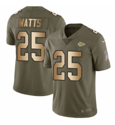 Men's Nike Kansas City Chiefs #25 Armani Watts Limited Olive/Gold 2017 Salute to Service NFL Jersey