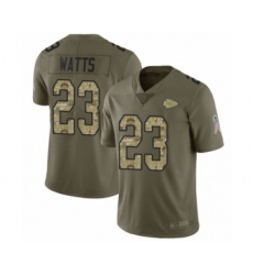 Youth Kansas City Chiefs #23 Armani Watts Limited Olive Camo 2017 Salute to Service Football Jersey